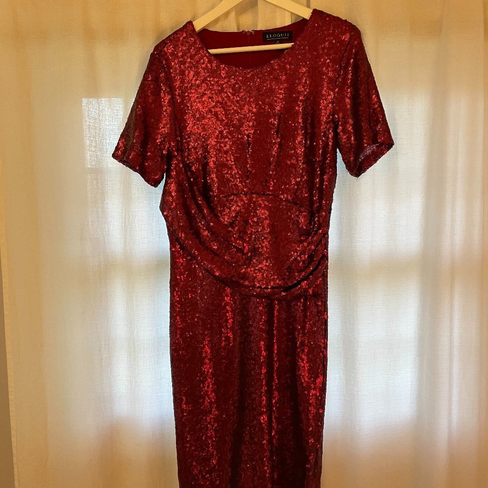 Eloquii Red Sequin Dress Size 14